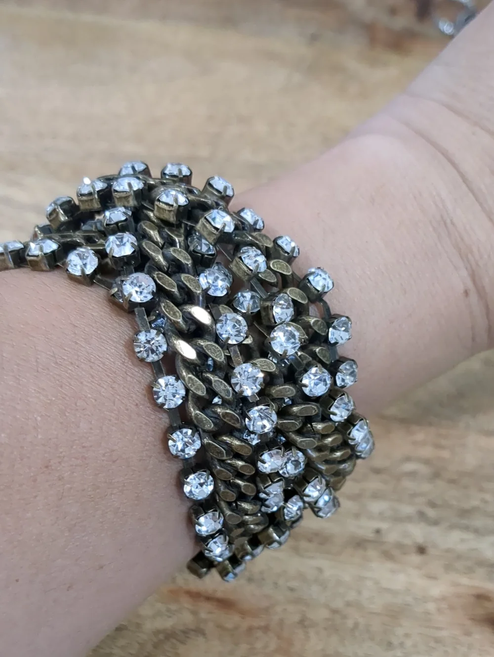 BANANA REPUBLIC Crystal Accent Antique Gold Multi-Chain Bracelet